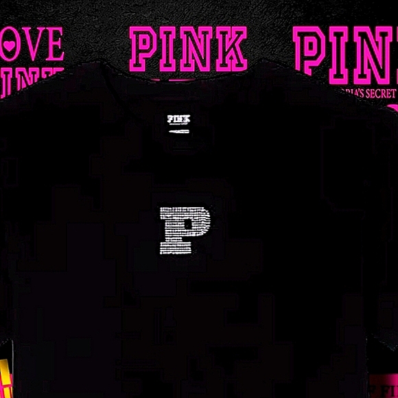 Victoria's Secret PINK Black Shine Logo Tee Size XL - Picture 4 of 4